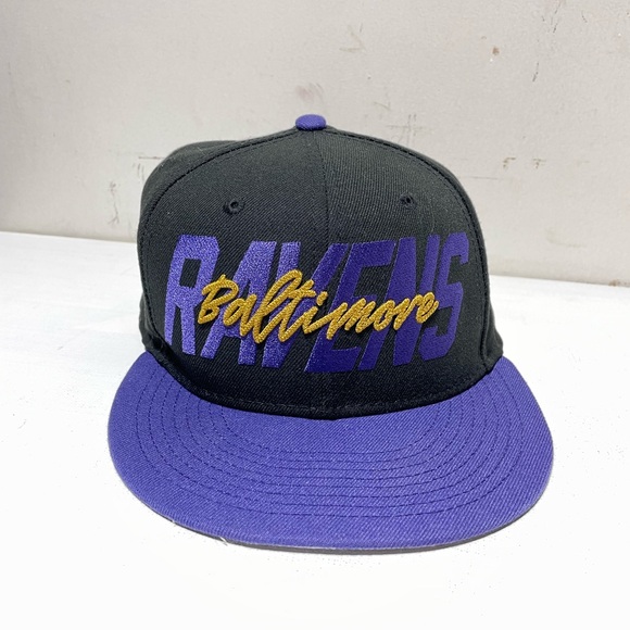 Baltimore Ravens New Era SnapBack Hat 59Fifty NFL Draft Font Logo Black Purple - Picture 1 of 8